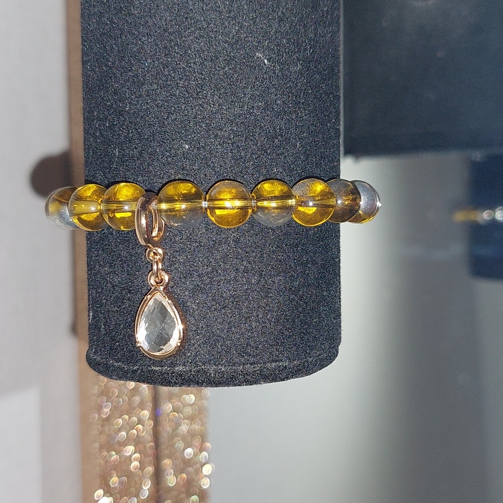 Handmade Elastic Crystal Brown Bracelet